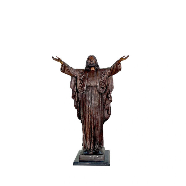 Jesus with Arms Open Bronze Statue Roman Catholic Statuary Classical